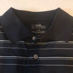Golf polo PGA tour black striped